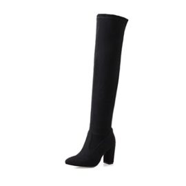 OALEEN Bottes Cuissardes Femme Hiver Talon Bloc Bout Pointu Effet Daim Elastique Dessus au Genou OALEEN Bottes Cuissardes Femme Hiver Talon Bloc Bout Pointu Effet Daim Elastique Dessus au Genou