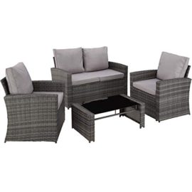 TecTake 800679 Salon de Jardin en Résine Tressée 4 Personnes, 1 Canapé, 2 Fauteuils, 1 Table avec Plateau en Verre, Coussins d’Assise et de Dossier Inclus – Plusieurs Couleurs Disponibles – TecTake 800679 Salon de Jardin en Résine Tressée 4 Personnes, 1 Canapé, 2 Fauteuils, 1 Table avec Plateau en Verre, Coussins d’Assise et de Dossier Inclus – Plusieurs Couleurs Disponibles – 2