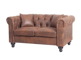 UsineStreet Canapé Chesterfield Alfred 2 Places en Microfibre Marron UsineStreet Canapé Chesterfield Alfred 2 Places en Microfibre Marron 5