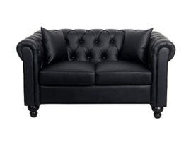 UsineStreet Canapé Chesterfield Alfred 2 Places en Simili Noir UsineStreet Canapé Chesterfield Alfred 2 Places en Simili Noir 3