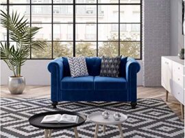 UsineStreet Canapé Chesterfield Alfred 2 Places en Velours Bleu UsineStreet Canapé Chesterfield Alfred 2 Places en Velours Bleu