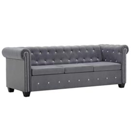 vidaXL Canapé à 3 Places Revêtement en Velours Gris Sofa de Salle de Séjour vidaXL Canapé à 3 Places Revêtement en Velours Gris Sofa de Salle de Séjour