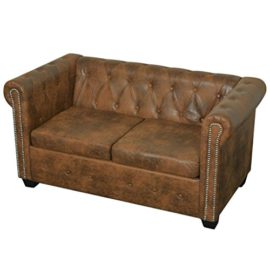 vidaXL canapé Chesterfield 2/3/2 + 3 Places Cuir Artificiel 145,5 x 76 x 70 cm Marron Fauteuil vidaXL canapé Chesterfield 2/3/2 + 3 Places Cuir Artificiel 145,5 x 76 x 70 cm Marron Fauteuil 5