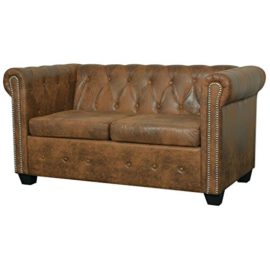 vidaXL canapé Chesterfield 2/3/2 + 3 Places Cuir Artificiel 145,5 x 76 x 70 cm Marron Fauteuil vidaXL canapé Chesterfield 2/3/2 + 3 Places Cuir Artificiel 145,5 x 76 x 70 cm Marron Fauteuil 2