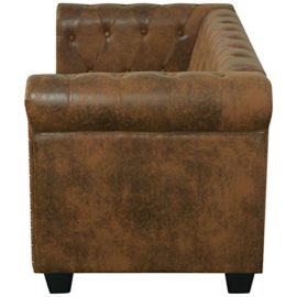 vidaXL-canap-Chesterfield-232-3-Places-Cuir-Artificiel-1455-x-76-x-70-cm-Marron-Fauteuil-0-3