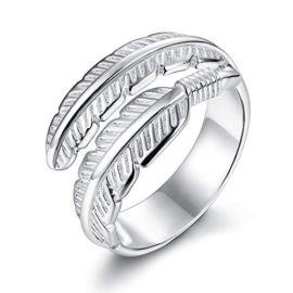 BESTEEL Bague en Argent Sterling 925 pour Femmes Filles Mariage fiançailles Bague éternité Plume Feuilles Bague Ange Ailes Ajustable Ouverture BESTEEL Bague en Argent Sterling 925 pour Femmes Filles Mariage fiançailles Bague éternité Plume Feuilles Bague Ange Ailes Ajustable Ouverture