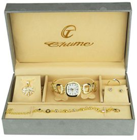 Coffret-cadeau-Montre-Femme-Parure-de-Bijoux-Collier-Bague-Boucles-doreilles-Bracelet-0