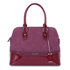 David-Jones-Sac--Main-Femme-Bugatti-Sac-Bandes-Cuir-PU-Verni-Brillant-Multicolore-Sac-Dame-Bowling-Cabas-Fourre-Tout-Rigide-Port-Epaule-Bandoulire-Original-Elegant-Cours-0