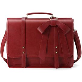 ECOSUSI-Sac-Cartable-Femme-Vintage-Grand-Sac-en-Bandoulire-avec-Noeud-Sac-pour-Ordinateur-Portable-156-Sac-Port-Epaule-pour-Femme-0