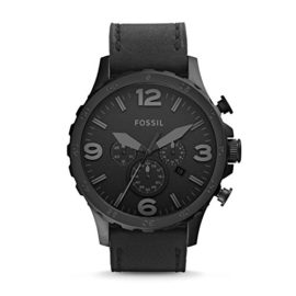 FOSSIL-Nate-Montre-chronographe-homme-avec-grand-cadran-et-bracelet-en-cuir-pais-noir-Bote-de-rangement-et-pile-incluses-0