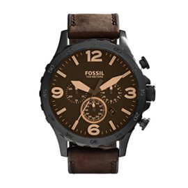 FOSSIL-Nate-Montre-chronographe-homme-avec-grand-cadran-et-bracelet-vintage-en-cuir-brun-Bote-de-rangement-et-pile-incluses-0