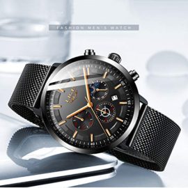 LIGE-Hommes-Montres-Mode-Noir-Acier-Inoxydable-Impermable-Quartz-Analogique-Regarder-pour-Homme-Affaires-Habiller-Regarder-0-0