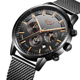 LIGE Hommes Montres Mode Noir Acier Inoxydable Imperméable Quartz Analogique Regarder pour Homme Affaires Habiller Regarder LIGE Hommes Montres Mode Noir Acier Inoxydable Imperméable Quartz Analogique Regarder pour Homme Affaires Habiller Regarder 2