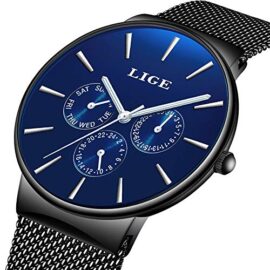 LIGE Montre Homme Mode Sport étanche en Acier Inoxydable Analogique Quartz Montre de Date Business Casual Robe Hommes Minimaliste Montres Bleu LIGE Montre Homme Mode Sport étanche en Acier Inoxydable Analogique Quartz Montre de Date Business Casual Robe Hommes Minimaliste Montres Bleu