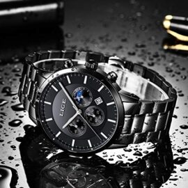 LIGE Montre Homme Mode Étanche Sports Analogique Quartz Montres Noir Acier Inoxydable Chronographe Calendrier Montres pour Homme… LIGE Montre Homme Mode Étanche Sports Analogique Quartz Montres Noir Acier Inoxydable Chronographe Calendrier Montres pour Homme… 3