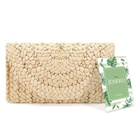 Pochette-dembrayage-en-Paille-JOSEKO-Femmes-Paille-Sac--Main-Enveloppe-Embrayage-Plat-Sac-De-Plage-dt-0