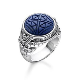 Thomas Sabo Unisexe Bague Têtes de Mort Ethniques Bleu Argent Sterling 925, Noirci TR2204-534-1 Thomas Sabo Unisexe Bague Têtes de Mort Ethniques Bleu Argent Sterling 925, Noirci TR2204-534-1