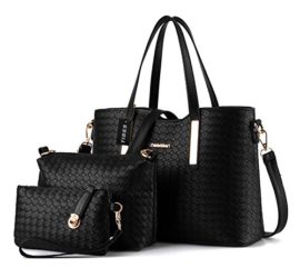 Tibes Sac à Main de Mode Femmes Cuir PU Sacs Set de 3P Sac tissé Sac bandoulière de Sac de Filles Tibes Sac à Main de Mode Femmes Cuir PU Sacs Set de 3P Sac tissé Sac bandoulière de Sac de Filles