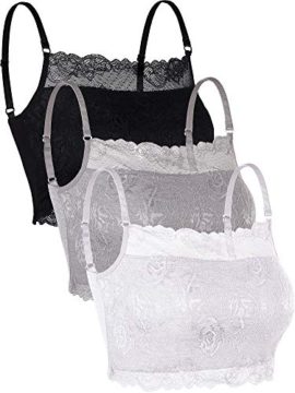 3 Pièces Camisole en Dentelle Demi-Camisole en Dentelle Bandeau Top à Col en Dentelle Camisole Soutien-Gorge avec Bretelle Réglable pour Femmes Filles 3 Pièces Camisole en Dentelle Demi-Camisole en Dentelle Bandeau Top à Col en Dentelle Camisole Soutien-Gorge avec Bretelle Réglable pour Femmes Filles