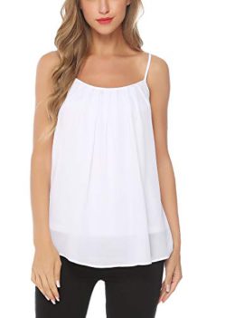 Aibrou Débardeurs Femme d’été Lâche sans Manche Col Rond Uni Mousseline de Soie Sexy Top Tank Aibrou Débardeurs Femme d’été Lâche sans Manche Col Rond Uni Mousseline de Soie Sexy Top Tank