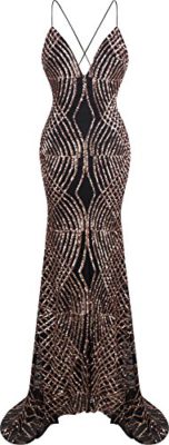 Angel-fashions Femme Spaghetti Strap Sequin col en V Sirene Longue Robe de Bal Angel-fashions Femme Spaghetti Strap Sequin col en V Sirene Longue Robe de Bal 2