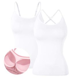 DYLH Femmes Camisole Débardeurs Soutien-Gorge Intégré Ajustable Débardeur Rembourré Camis Tanks DYLH Femmes Camisole Débardeurs Soutien-Gorge Intégré Ajustable Débardeur Rembourré Camis Tanks