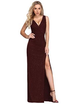 Ever-Pretty-Fendue-Robe-de-Soire-Longue-lastique-Femme-Brillant-Col-V-07415-0