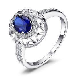 JewelryPalace 1.24CT Elégant Bijoux Bleu Bague Femme en Argent 925 en Saphir de Synthèse JewelryPalace 1.24CT Elégant Bijoux Bleu Bague Femme en Argent 925 en Saphir de Synthèse