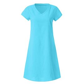 Lonshell Mode Robe Femme D’été Longue T-Shirt à Manches Courtes en Coton et Lin Casual Grande Taille Bouton vers Le Bas Lâché Robe Mini S-5XL Lonshell Mode Robe Femme D’été Longue T-Shirt à Manches Courtes en Coton et Lin Casual Grande Taille Bouton vers Le Bas Lâché Robe Mini S-5XL 5