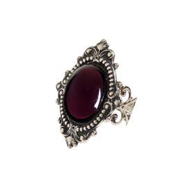 LunarraStar Sinistra Gothique Victorien Filigrane Bague pour Femme en Plaqué Argent Verre Violet Améthyste Ovale Réglable LunarraStar Sinistra Gothique Victorien Filigrane Bague pour Femme en Plaqué Argent Verre Violet Améthyste Ovale Réglable 2