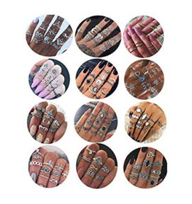 Milacolato 132PCS Bague Bluckle Set pour Les Femmes Creux Silver Fashion Midi bagues Vintage empilable Knuckle Midi bagues Ensemble Milacolato 132PCS Bague Bluckle Set pour Les Femmes Creux Silver Fashion Midi bagues Vintage empilable Knuckle Midi bagues Ensemble