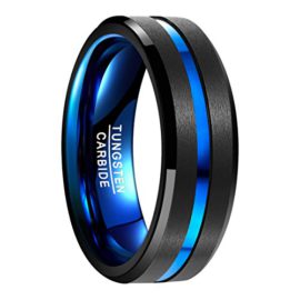 Nuncad Anneau Hommes/Femmes Carbure de Tungstène Largeur Extérieure 8mm, Hommes Bijoux Fantaisie Bague de Mariage/Bague de Fiançailles/Bague d’Amitié/Bague Lifestyle, Noir + Bleu,Taille 49 à 77 Nuncad Anneau Hommes/Femmes Carbure de Tungstène Largeur Extérieure 8mm, Hommes Bijoux Fantaisie Bague de Mariage/Bague de Fiançailles/Bague d’Amitié/Bague Lifestyle, Noir + Bleu,Taille 49 à 77