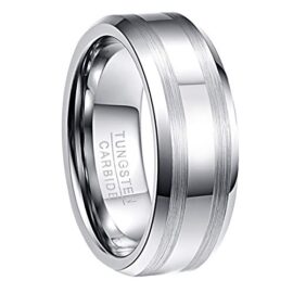 Nuncad Bague Homme/Femme en carbure de tungstène Argent, Bague Partenaire Argent Largeur extérieure 8mm Surface polie Confortable avec 2 Rayures brossées, Anneau Mode, Taille 52-72 Nuncad Bague Homme/Femme en carbure de tungstène Argent, Bague Partenaire Argent Largeur extérieure 8mm Surface polie Confortable avec 2 Rayures brossées, Anneau Mode, Taille 52-72