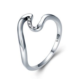 Qings Bague Vague en Argent Sterling 925 avec Zircon Cubique Bague de Fiançailles pour Femmes Qings Bague Vague en Argent Sterling 925 avec Zircon Cubique Bague de Fiançailles pour Femmes