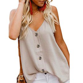 SANFASHION-Femme-Shirt-Bretelle-Haut-Col-V-Boutons-Tops-Sexy-Basique-Vtement-Bonne-Qualit-Amincissant-Blouse-lgant-Casual-Florale-Sport-Basique-0-1