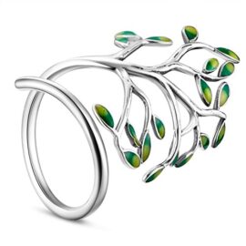 SHEGRACE Bague Femme Ouverte en Argent 925 Sterling, Forme de Branche en Email Vert, Platine reglable Cadeau idéal Fille Papa Noel Saint-Valentin Anniverssaire Fete SHEGRACE Bague Femme Ouverte en Argent 925 Sterling, Forme de Branche en Email Vert, Platine reglable Cadeau idéal Fille Papa Noel Saint-Valentin Anniverssaire Fete 3