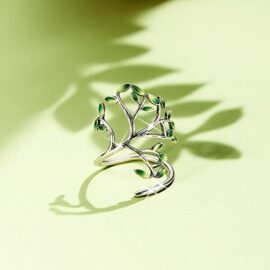 SHEGRACE Bague Femme Ouverte en Argent 925 Sterling, Forme de Branche en Email Vert, Platine reglable Cadeau idéal Fille Papa Noel Saint-Valentin Anniverssaire Fete SHEGRACE Bague Femme Ouverte en Argent 925 Sterling, Forme de Branche en Email Vert, Platine reglable Cadeau idéal Fille Papa Noel Saint-Valentin Anniverssaire Fete 4