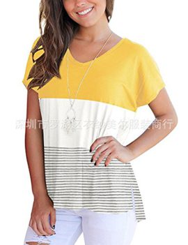 SUNNYME-T-Shirt-Epaules-Dnudes-Femme-Tops-Manches-Courtes-Croises-Haut-Et-Tee-Casual-Blouse-Dcontract-Chemise-0-0