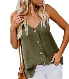 Yidarton Top Femme Ete Col V Sexy Bouton Débardeurs Casual Mode Camisole Haut Yidarton Top Femme Ete Col V Sexy Bouton Débardeurs Casual Mode Camisole Haut