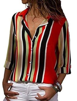 Chemise-Femme-Manche-Longue-lgant-Mousseline-de-Soie-Blouse--Rayures-Chemisier-Grande-Taille-Casual-Classique-Chic-Boutonn-Cov-V-Tunique-Tee-Tops-Hauts-T-Shirts-0