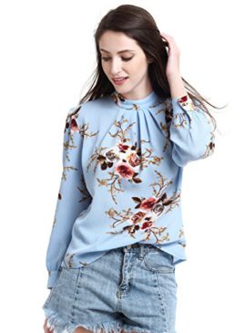 Chemisier Femme Fleuri Col Montant Imprimé en Mousseline Haut Femme Tops Chic Manche Longue Floral Blouse Tee Shirt Casual Chemise Vintage Chemisier Femme Fleuri Col Montant Imprimé en Mousseline Haut Femme Tops Chic Manche Longue Floral Blouse Tee Shirt Casual Chemise Vintage 5