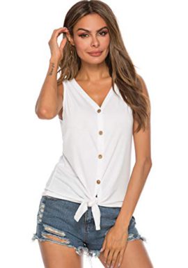 Dbardeur-Femme-Haut-Femme-T-Shirts-Bouton--col-en-V-Chemise-sans-Manche-Tops-Tee-Shirt-Tank-Tops-et-Chemisiers-0