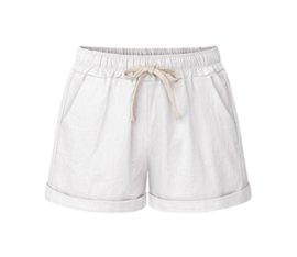 Elonglin-Femme-Shorts-dcontracte-t-Vacances-Coton-Mlang-Bermuda-Shorts-Casual-Pantalon-Courte-Taille-lastiqu-Cordon-de-Serrage-0