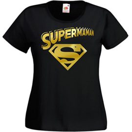 FUNNY SHIRT T-Shirt Femme Supermaman Noir Et Or – Super Héro Maman FUNNY SHIRT T-Shirt Femme Supermaman Noir Et Or – Super Héro Maman