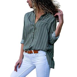 ITISME Femme Ete Mode Top à Manches Court à Rayures Chemise Top Blouse T-Shirt ITISME Femme Ete Mode Top à Manches Court à Rayures Chemise Top Blouse T-Shirt