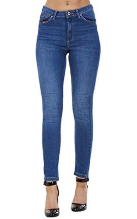 Jean Skinny – Femme – Poches/Taille mi-Haute/Longueur Cheville – Extensible – Bleu Jean Skinny – Femme – Poches/Taille mi-Haute/Longueur Cheville – Extensible – Bleu