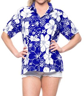 LA-LEELA-Femmes-Beachwear-col-Boutonn-up-Top-Blouse-Chemise-HawaEnne-Manches-Courtes-Dames-Noires-0-1