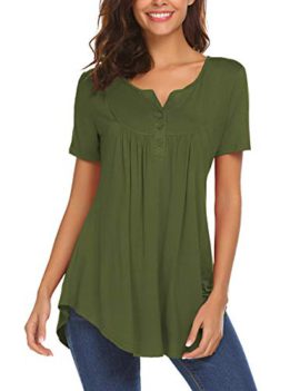 LaLaLa Femme Manches Courtes Tunique Casual Blouse Eté Col V Tops LaLaLa Femme Manches Courtes Tunique Casual Blouse Eté Col V Tops 2