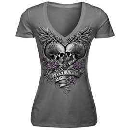 MERICAL T-Shirt en Coton avec tête de Mort, Style Femme et Manches Courtes MERICAL T-Shirt en Coton avec tête de Mort, Style Femme et Manches Courtes 2