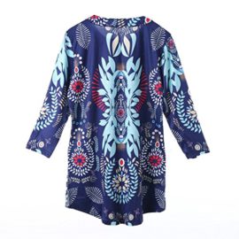 MINASAN Tunique Femme Élégant Vintage Fleur Motif Manches 3/4 T-Shirt Imprimé Col Rond Plissé Longues Blouse Top MINASAN Tunique Femme Élégant Vintage Fleur Motif Manches 3/4 T-Shirt Imprimé Col Rond Plissé Longues Blouse Top 4